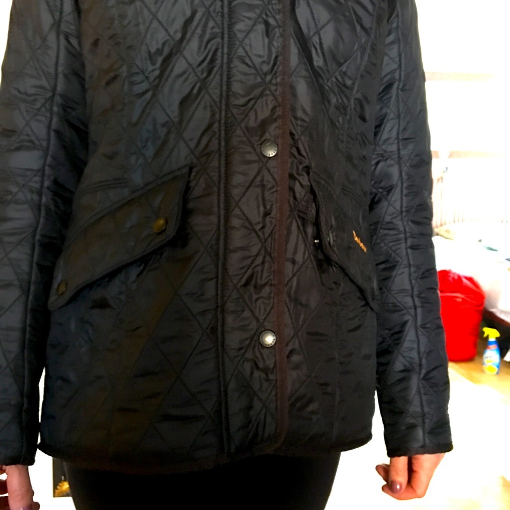Lightly worn quilted black Barbour jacket.